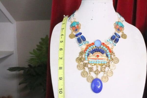 SOLD! 7131 Egyptian Revival Pharaoh Genuine Triple Opal Necklace - Image 4