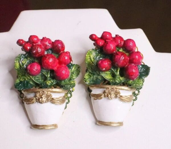 SOLD! 7142 Baroque 3D Effect Vivid Cranberries Pod Earrings - Image 7
