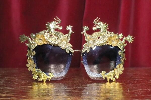 SOLD! 7149 Baroque Gold Asian Dragons Embellished Sunglasses - Image 2