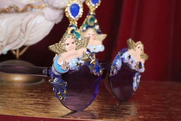 SOLD! 7162 Baroque Raphael Cherubs Angels Clouds Embellished Sunglasses - Image 2
