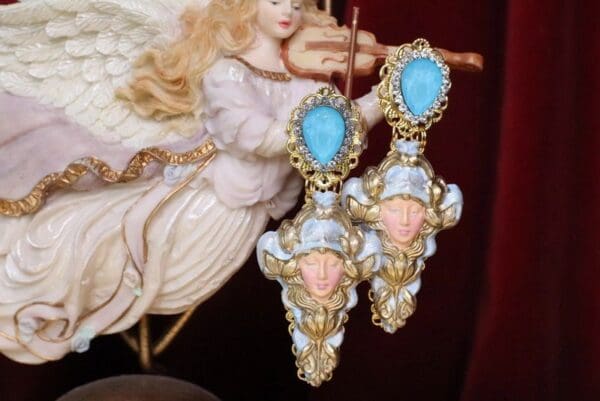 SOLD! 7164 Baroque Roman Goddess Roses Light Weight Studs Earrings - Image 4