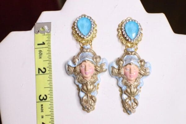 SOLD! 7164 Baroque Roman Goddess Roses Light Weight Studs Earrings - Image 5