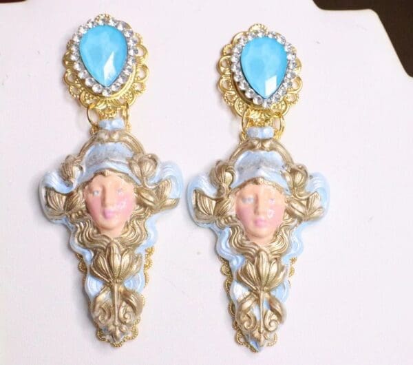 SOLD! 7164 Baroque Roman Goddess Roses Light Weight Studs Earrings - Image 2