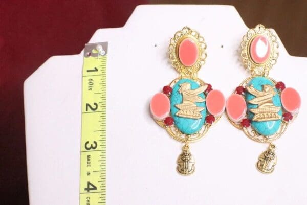 SOLD! 7177 Egyptian Revival Genuine Turquoise Pharaoh Earrings - Image 8