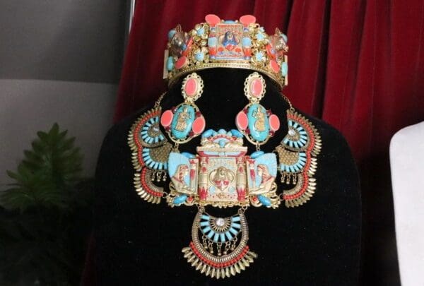 SOLD! 7179 Egyptian Revival Festive Pharaoh Huge Necklace
