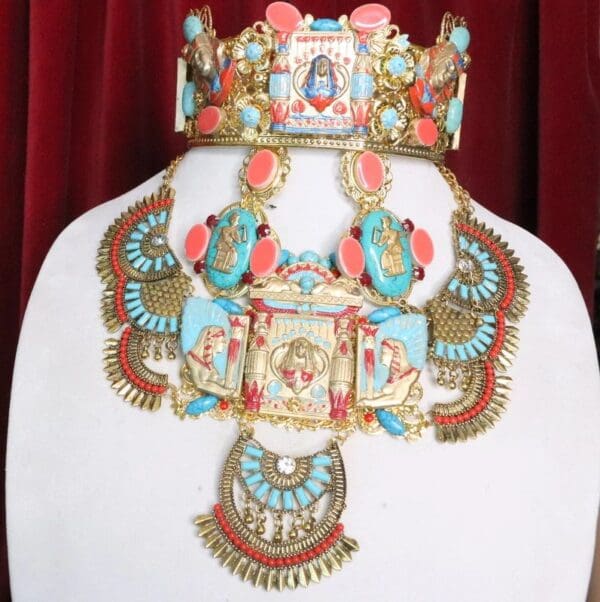 SOLD! 7179 Egyptian Revival Festive Pharaoh Huge Necklace - Image 3