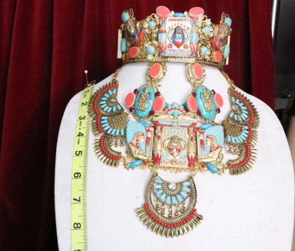 SOLD! 7179 Egyptian Revival Festive Pharaoh Huge Necklace - Image 4