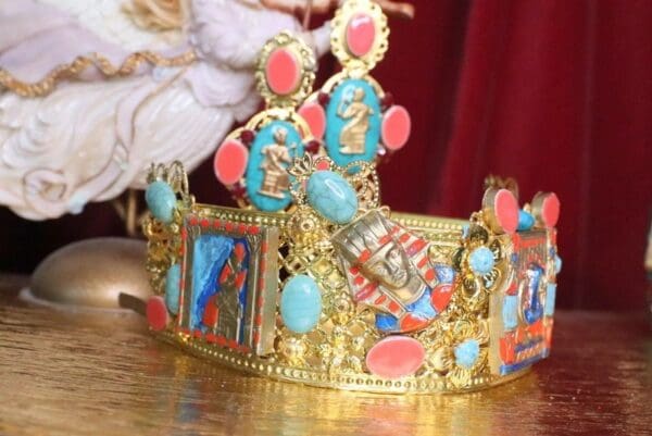 SOLD! 7181 Egyptian Revival Genuine Turquoise Stunning Headband Crown - Image 3