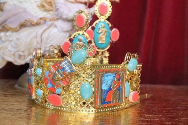 SOLD! 7181 Egyptian Revival Genuine Turquoise Stunning Headband Crown - Image 4