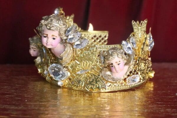 SOLD! 7209 Baroque Chubby Cherubs Angels Clear Crysal Headband Crown - Image 4