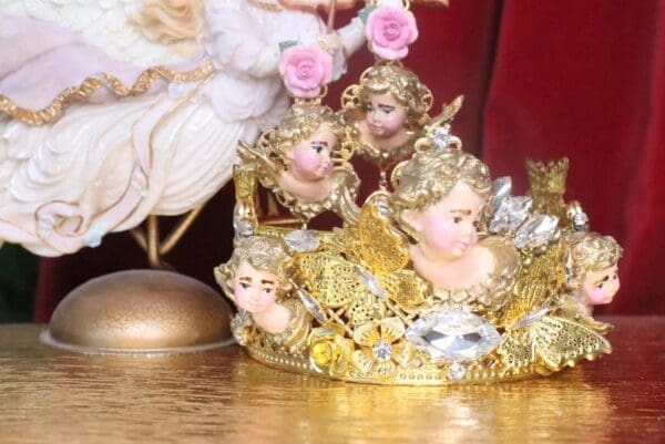 SOLD! 7209 Baroque Chubby Cherubs Angels Clear Crysal Headband Crown