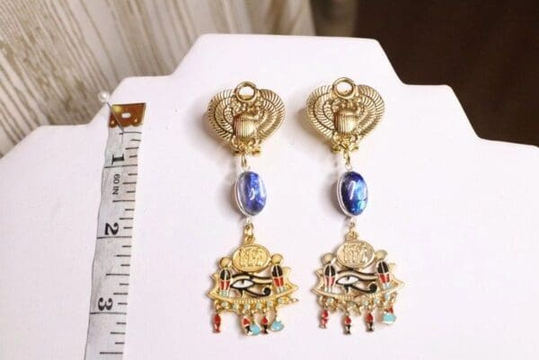 SOLD! 7211 Egyptian Revival Pharaoh Evil Eye Earrings - Image 3