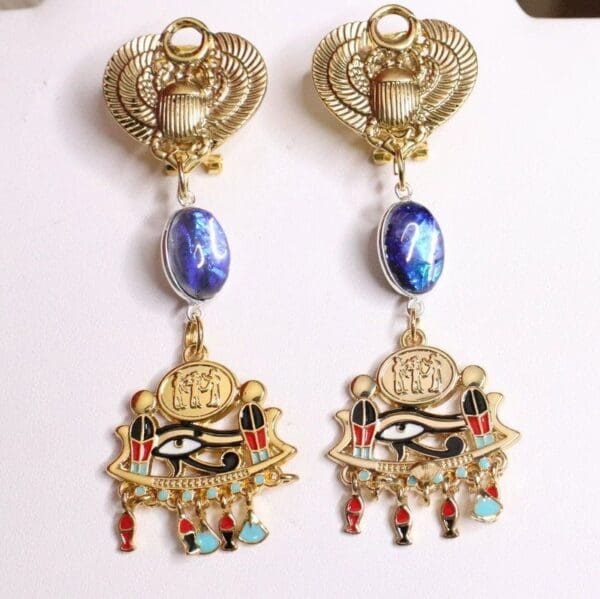 SOLD! 7211 Egyptian Revival Pharaoh Evil Eye Earrings