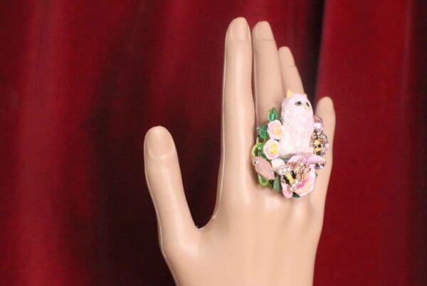 SOLD! 7219 Baroque Art Jewelry Kitty Cat Cocktail Adjustable Ring - Image 5
