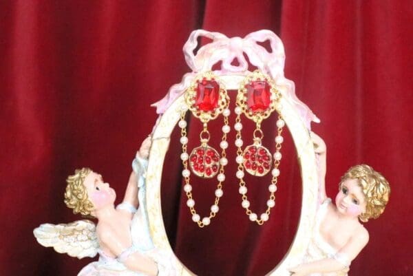 SOLD! 7256 Baroque Pomegranate Pearl Elegant Earrings - Image 3