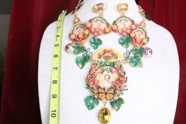 SOLD! 7258 Set Of Young Marie Antoinette Butterfly Cameo Necklace+ Earrings - Image 3