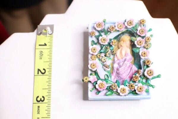 SOLD! 7265 Art Nouveau Hand Painted 3D Effect Carved Lady Flower Blossom Brooch - Image 8