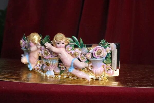 SOLD! 7266 La Moda Baroque Runway Chubby Cherubs Angels Embellished Waist Gold Belt Size S, L, M - Image 3