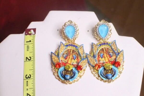 SOLD! 7305 Egyptian Revival Cleopatra Cameo Earrings - Image 8