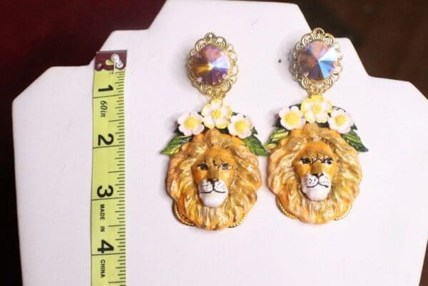 SOLD! 7307 Art Nouveau Vivid Small Lion Leaf Earrings - Image 9