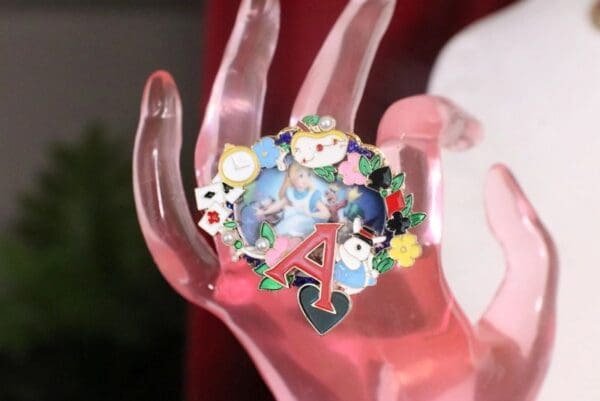SOLD! 7344 A-letter Alice In Wonderland Enamel Adjustable Cocktail Huge Ring - Image 6