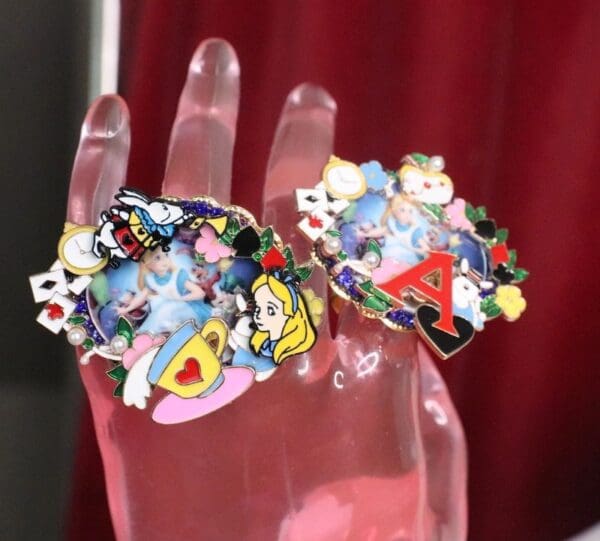 SOLD! 7344 A-letter Alice In Wonderland Enamel Adjustable Cocktail Huge Ring - Image 7