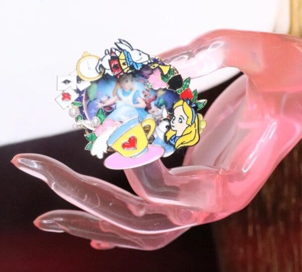 SOLD! 7345 Alice In Wonderland Enamel Adjustable Cocktail Huge Ring