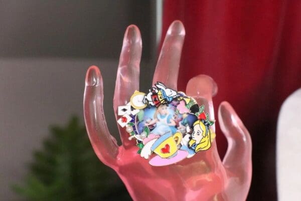 SOLD! 7345 Alice In Wonderland Enamel Adjustable Cocktail Huge Ring - Image 2