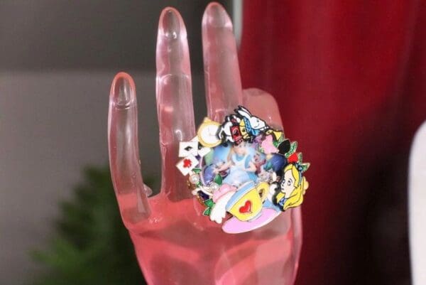 SOLD! 7345 Alice In Wonderland Enamel Adjustable Cocktail Huge Ring - Image 3