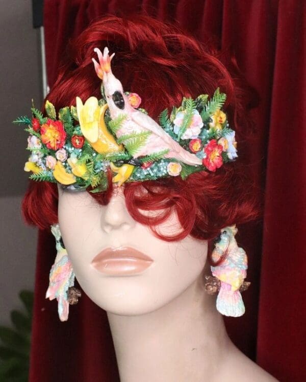 SOLD! 7366 Art Nouveau Vivid Hand Painted PAstel Light Weight Parrots Earrings - Image 8