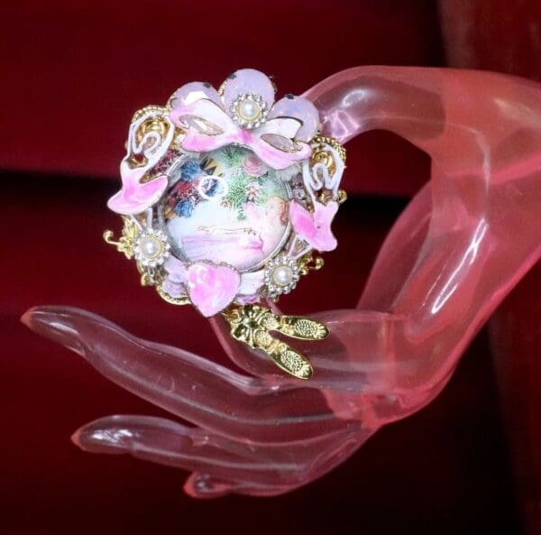 SOLD! 7368 Nutcracker Theme Cameo Ballerina Adjustable Cocktail Huge Ring - Image 5