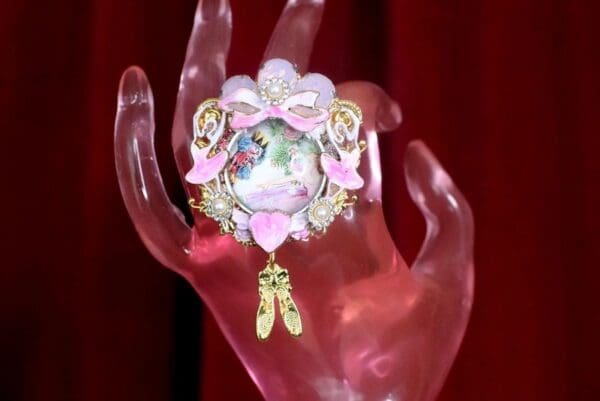 SOLD! 7368 Nutcracker Theme Cameo Ballerina Adjustable Cocktail Huge Ring - Image 6
