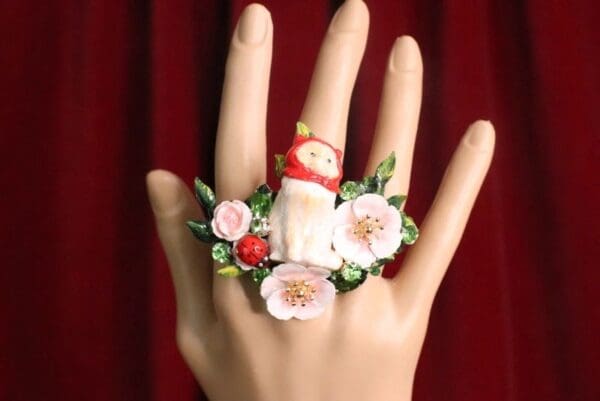 SOLD! 7373 Baroque Art Jewelry Vivid Adorable Cat Cocktail Adjustable Ring - Image 3