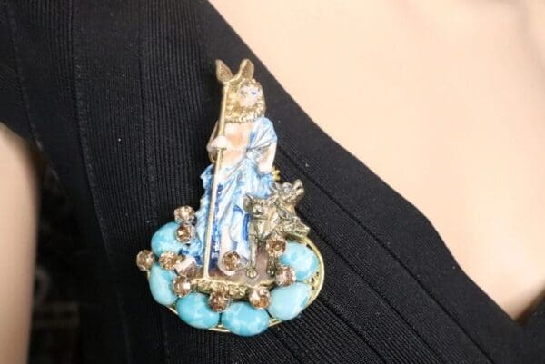 SOLD! 7375 Greek Revival God Hades Hand Painted Unique Brooch - Image 3