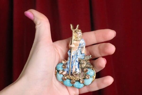 SOLD! 7375 Greek Revival God Hades Hand Painted Unique Brooch - Image 5