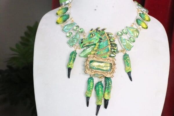 SOLD! 7382 Medieval Genuine Agate Dragon Veins Agate Dragon Necklace - Image 2