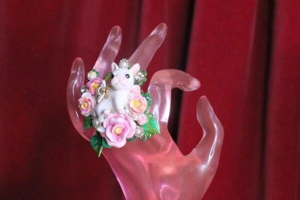 SOLD! 7396 Baroque Art Jewelry Adorable French Bulldog Cocktail Adjustable Ring - Image 7
