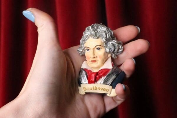 SOLD! 7406 Beethoven Portrait Musical Hand Painted Unique Brooch - Image 2