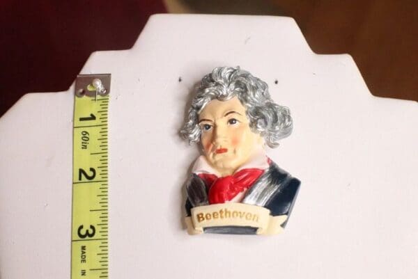 SOLD! 7406 Beethoven Portrait Musical Hand Painted Unique Brooch - Image 6