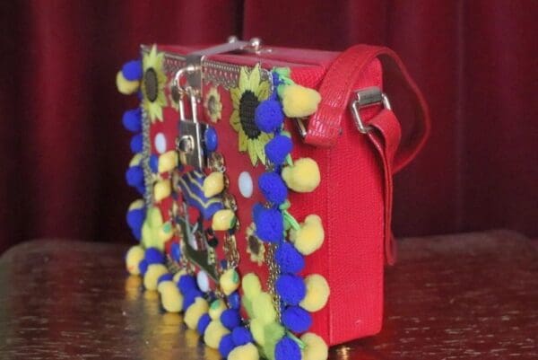 SOLD! 7409 Baroque Portofino Italian Pon-pom Trunk Crossbody Handbag - Image 4