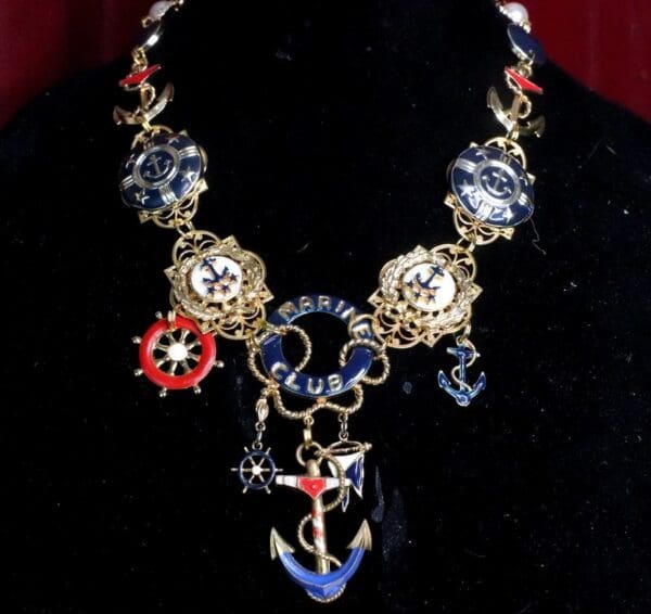 SOLD! 7468 Nautical Marine Anchor Statement Necklace - Image 4
