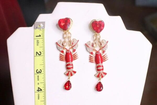 SOLD! 7512 Baroque Lobster Enamel Nautical Marine Ship Studs Earrings - Image 6