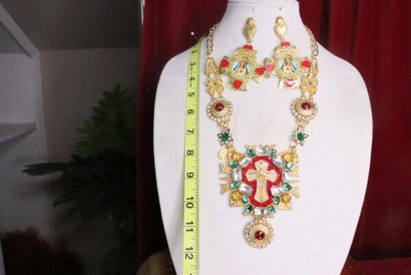 SOLD! 7516 Jesus Lord Church Red Rhinestone Cross Pendant - Image 4
