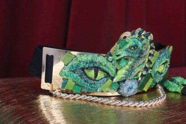 SOLD! 7543 Medieval Art Jewelry Dragon Embellished Waist Gold Belt Size S, L, M - Image 5