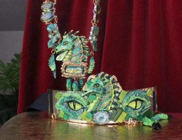 SOLD! 7543 Medieval Art Jewelry Dragon Embellished Waist Gold Belt Size S, L, M - Image 7
