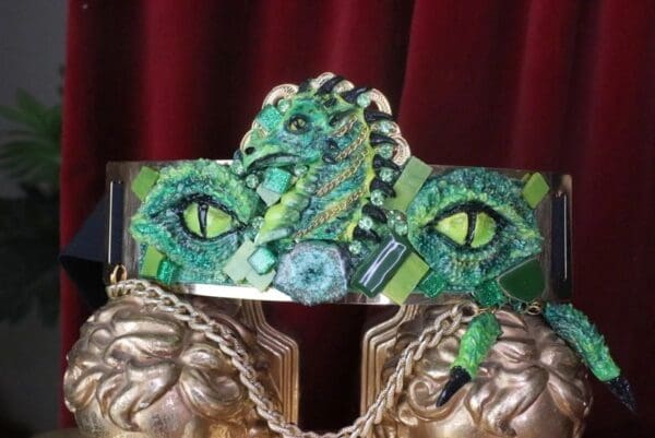 SOLD! 7543 Medieval Art Jewelry Dragon Embellished Waist Gold Belt Size S, L, M - Image 8