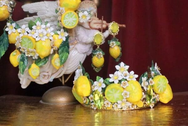 SOLD! 7553 Baroque Runway Sicilian Vivid Lemon Fruit Hand Painted Crown - Image 8