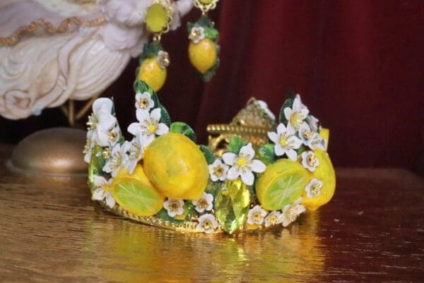 SOLD! 7553 Baroque Runway Sicilian Vivid Lemon Fruit Hand Painted Crown - Image 10