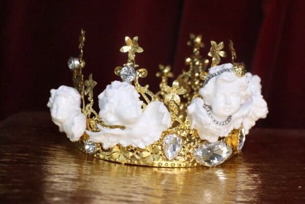 SOLD! SOLD! 7556 Baroque Runway Chubby 5 White Cherubs Headband Crown - Image 2