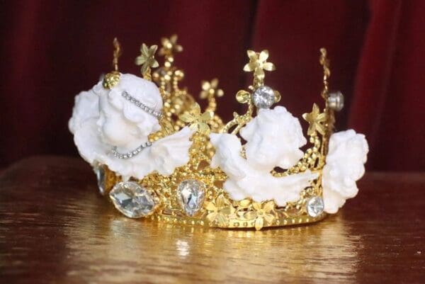 SOLD! SOLD! 7556 Baroque Runway Chubby 5 White Cherubs Headband Crown - Image 3
